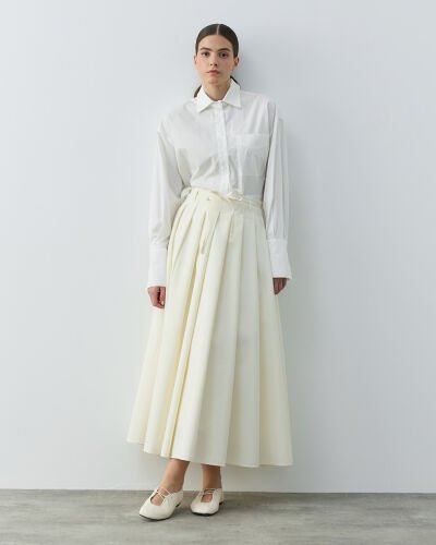 Kalın Pileli Etek Ekru - Aybikestil (1)