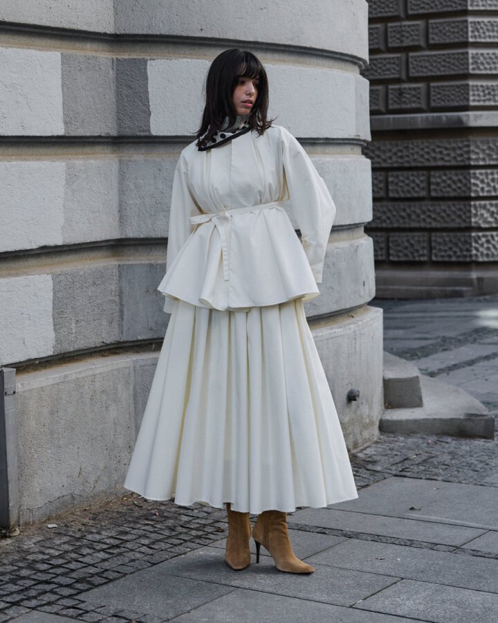 Kalın Pileli Etek Ekru - Aybikestil (1)