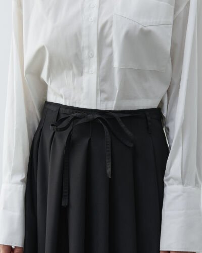 Kalın Pileli Etek Siyah - Aybikestil (1)