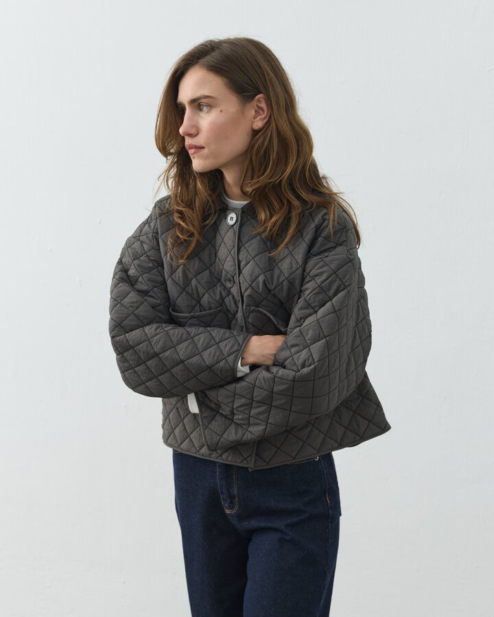 Kapitone Crush Cepli Kısa Mont Antrasit - Aybikestil (1)