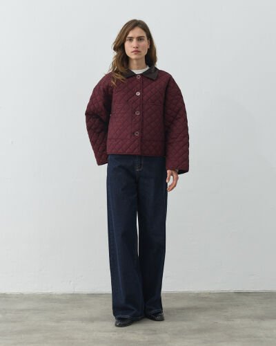 Kapitone Crush Cepli Kısa Mont Bordo - Aybikestil (1)