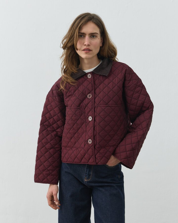 Kapitone Crush Cepli Kısa Mont Bordo - Aybikestil