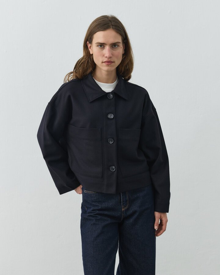 Yün Cepli Kısa Kaban Lacivert - Aybikestil (1)