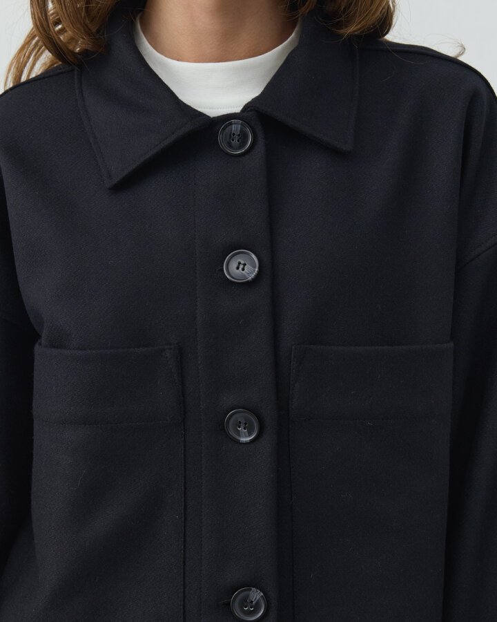 Yün Cepli Kısa Kaban Lacivert - Aybikestil (1)