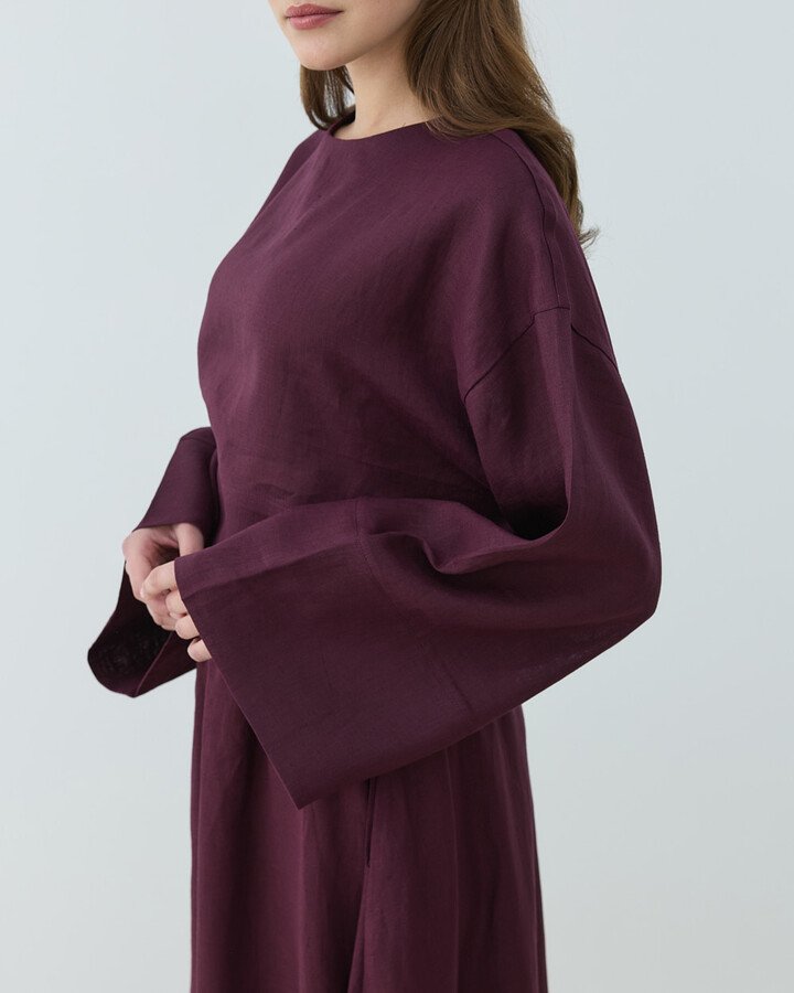 Keten Crop Bluz Bordo