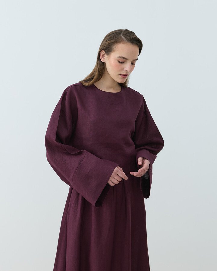 Keten Crop Bluz Bordo