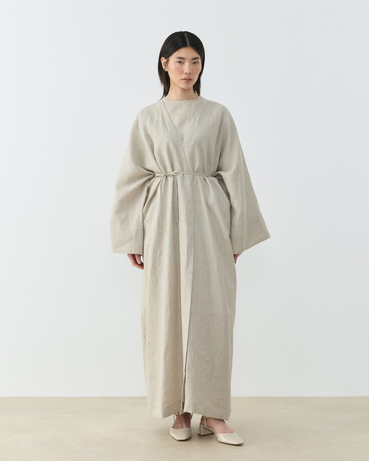 Keten Diamond Abaya Natural