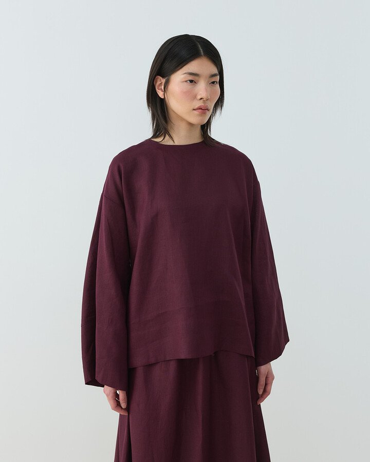 Keten Kimono Bluz Bordo