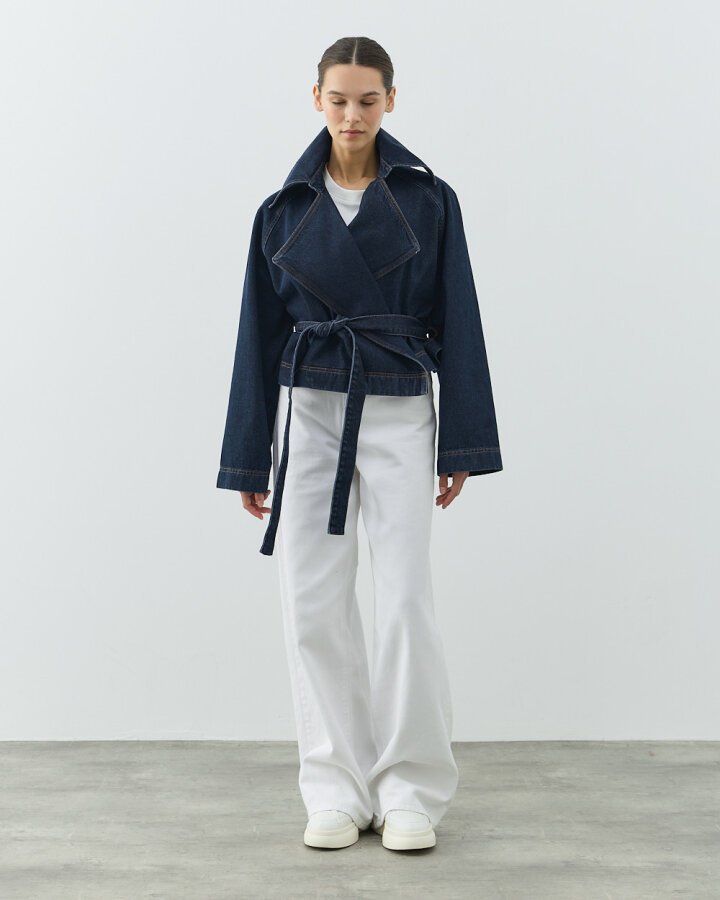 Kısa Crop Jean Trençkot Lacivert - Aybikestil (1)