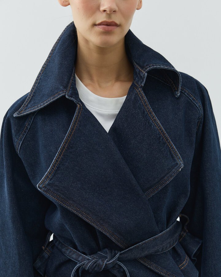 Kısa Crop Jean Trençkot Lacivert - Aybikestil (1)