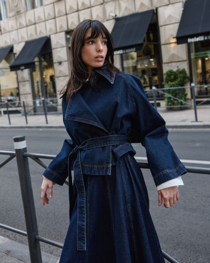 Kısa Crop Jean Trençkot Lacivert - Aybikestil