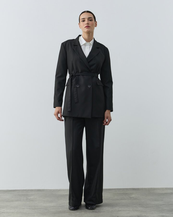 Klasik Kruvaze Pensli Fit Blazer Ceket Siyah - Aybikestil (1)