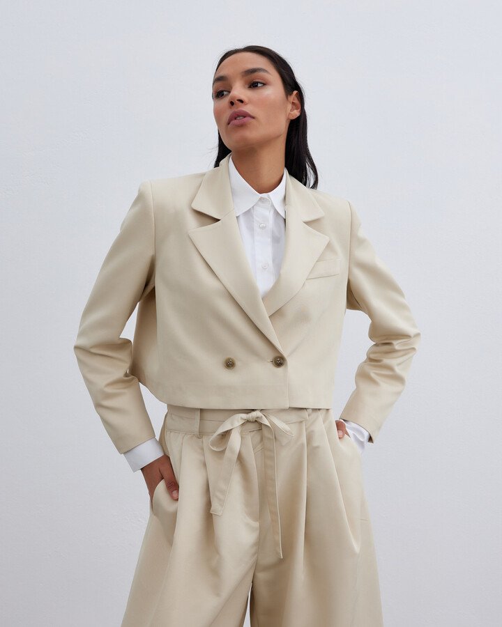 Bol Paça Pileli Relaxed Fit Pantolon Krem