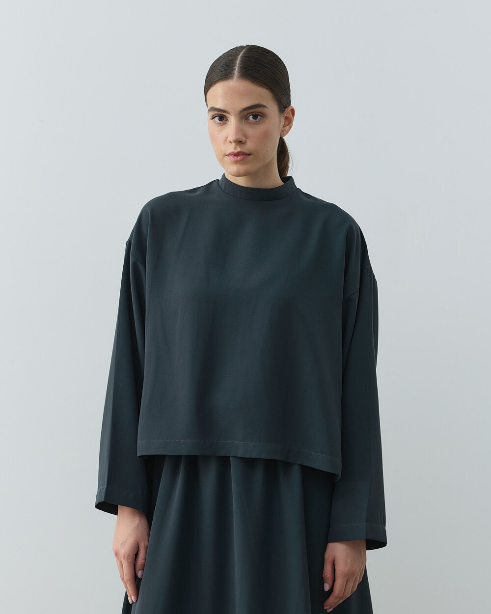 Krep Basic Bluz Haki - 