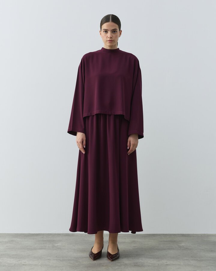 Krep Basic Bluz Mürdüm - Aybikestil (1)