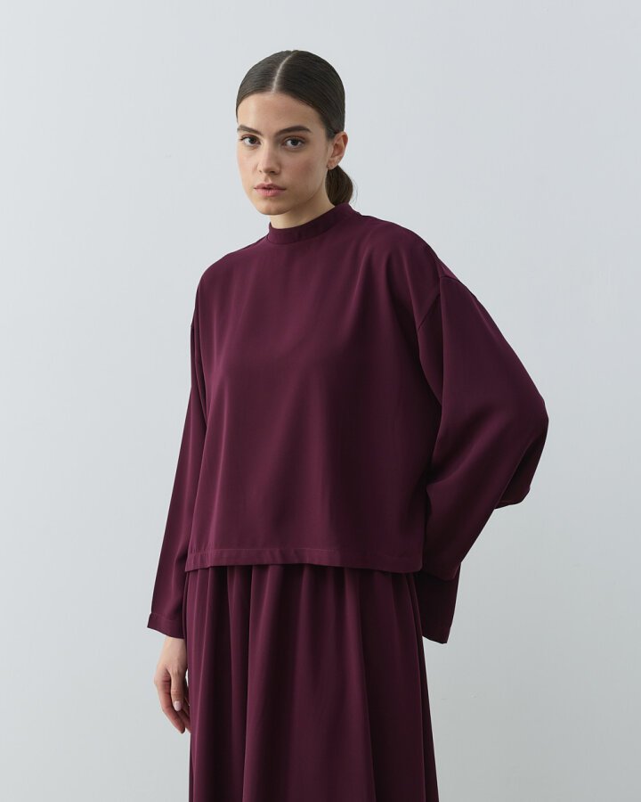 Krep Basic Bluz Mürdüm - Aybikestil (1)