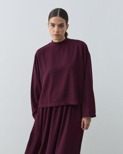 Krep Basic Bluz Mürdüm 