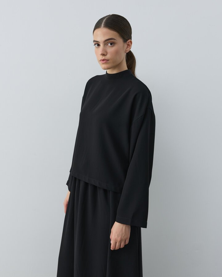 Krep Basic Bluz Siyah - Aybikestil (1)