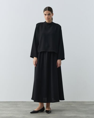 Krep Basic Bluz Siyah - Aybikestil (1)