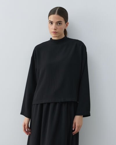 Krep Basic Bluz Siyah 