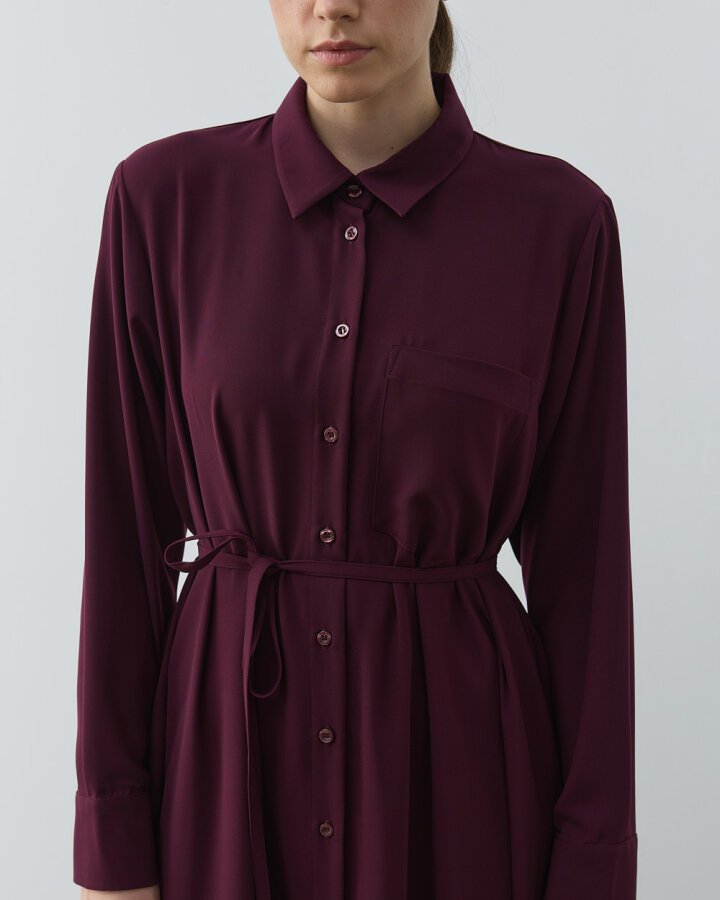 Krep Gömlek Elbise Mürdüm - Aybikestil (1)