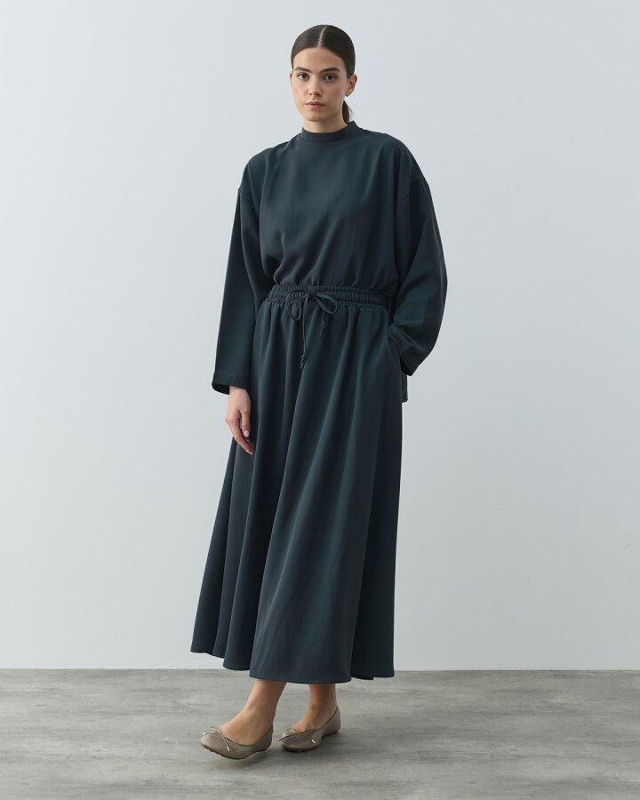 Krep Kloş Vol Etek Haki - (1)