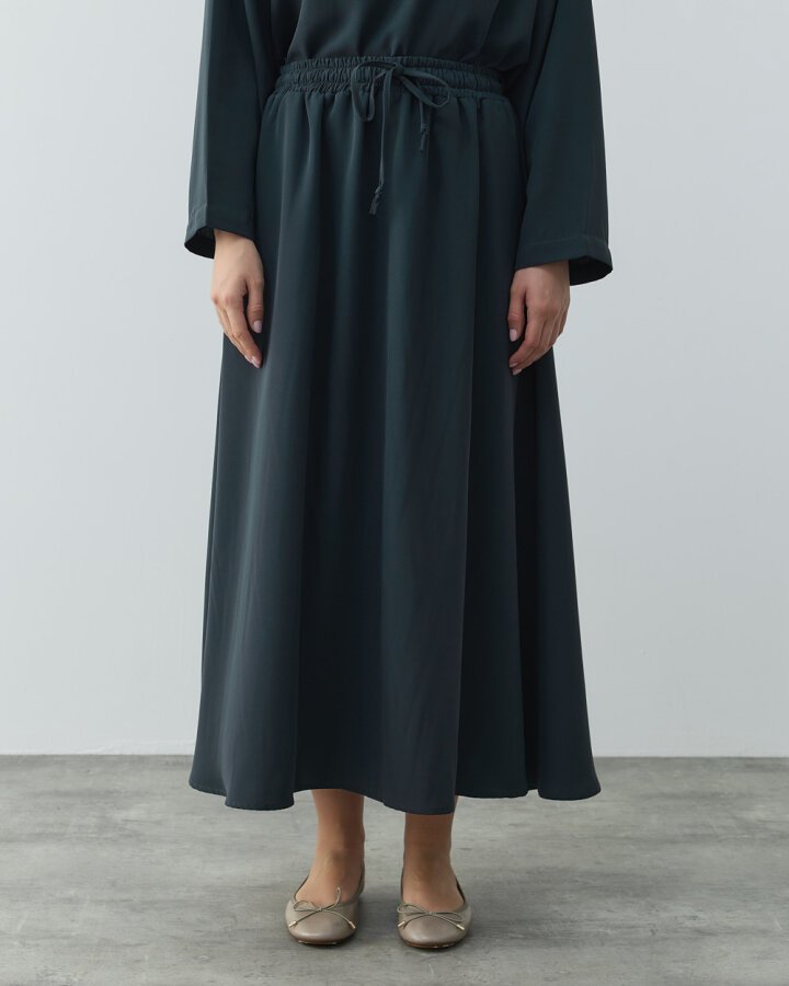 Krep Kloş Vol Etek Haki