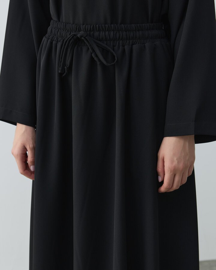 Krep Kloş Vol Etek Siyah - Aybikestil (1)