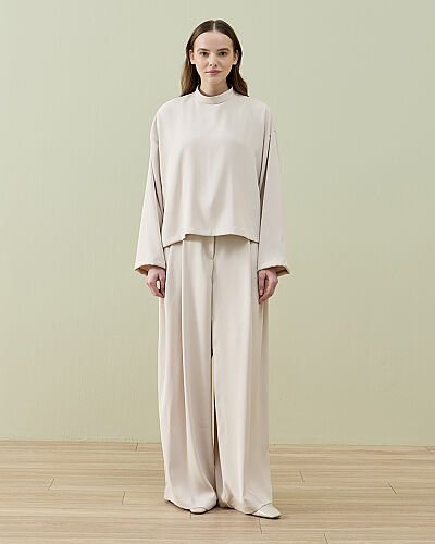 Krep Pantolonlu Takım Taş 