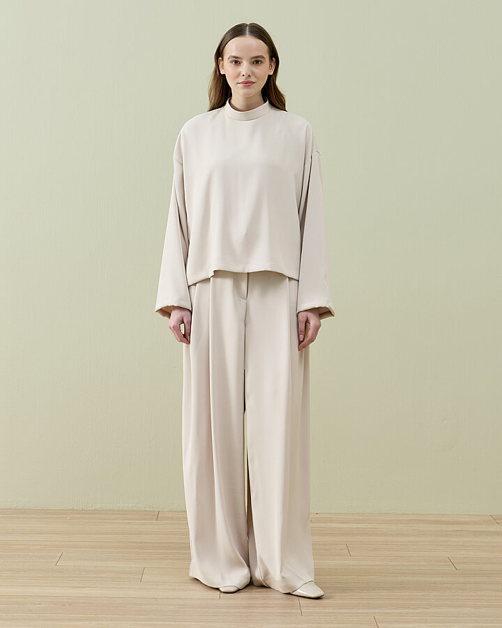 Krep Pantolonlu Takım Taş