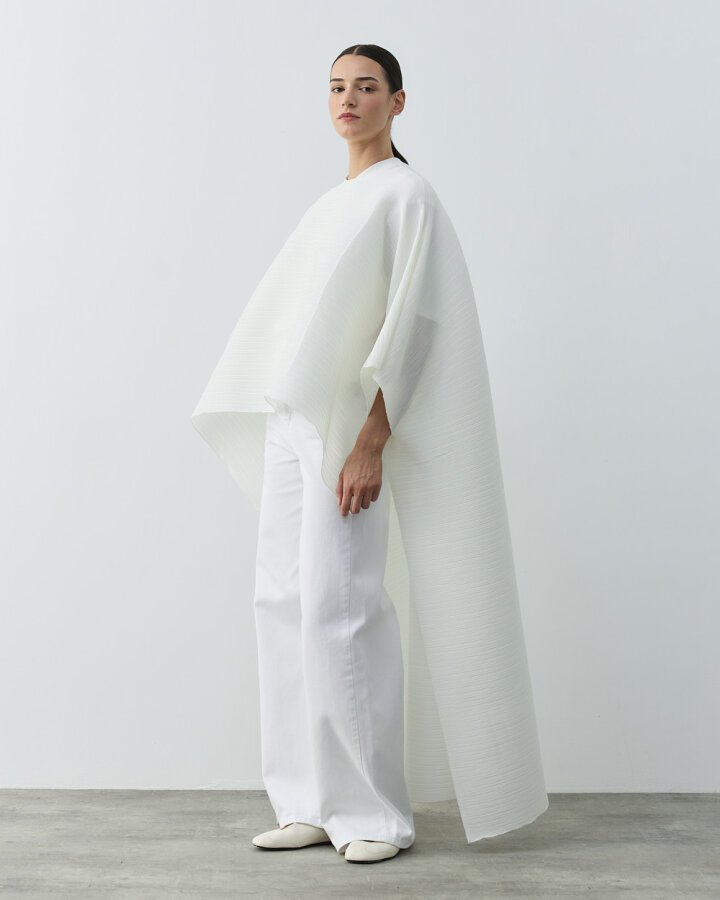 Krinkıl Pilise Pelerin Bluz Beyaz - (1)