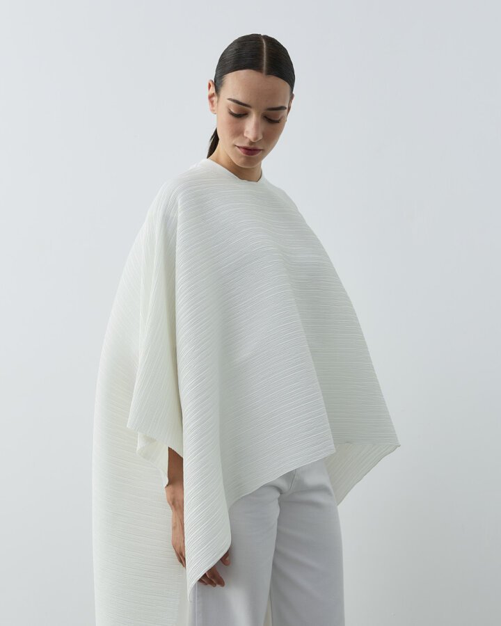 Krinkıl Pilise Pelerin Bluz Beyaz - (1)