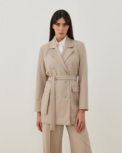 Kruvaze Klasik Blazer Ceket Bej 