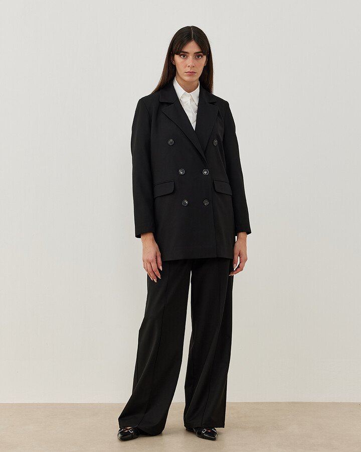 Kruvaze Klasik Blazer Ceket Siyah