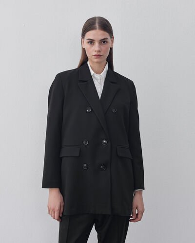 Kruvaze Klasik Blazer Ceket Siyah 