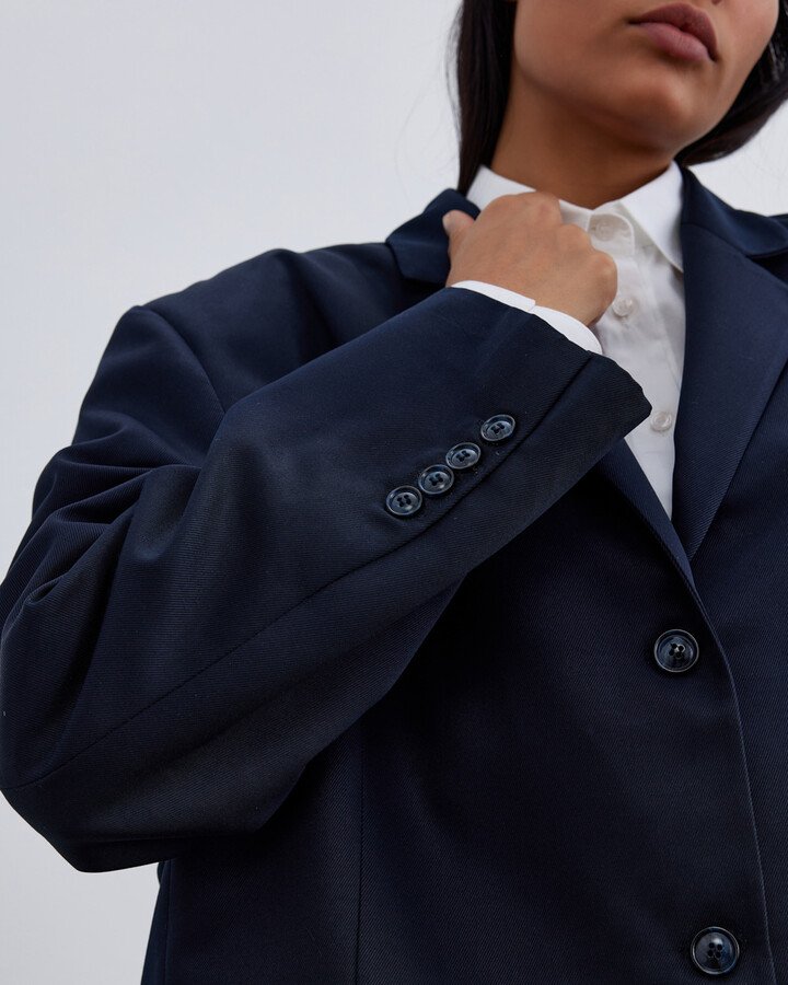 Oversize Boyfriend Blazer Ceket Lacivert - Aybikestil (1)