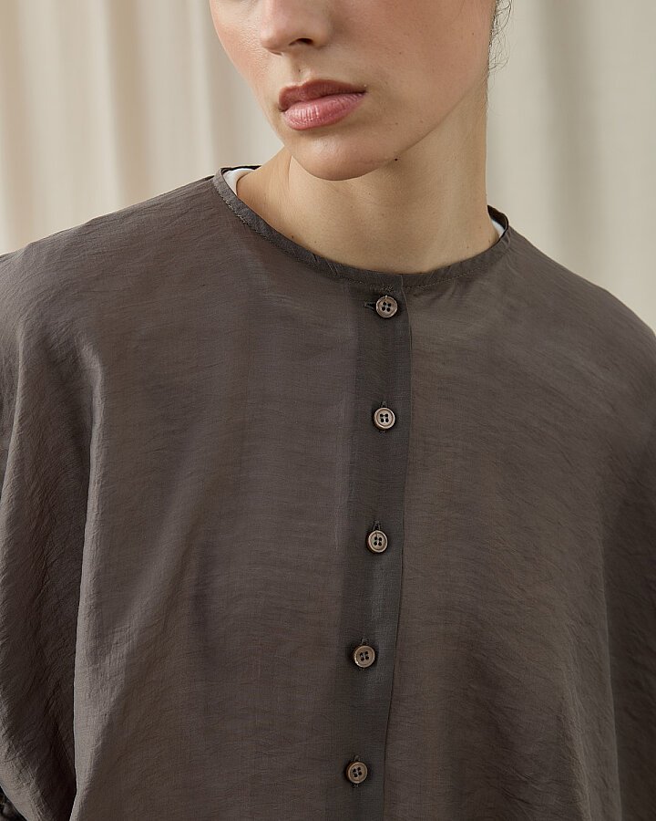 Lyocell Vual Volanlı Dove Gömlek Haki - Aybikestil (1)