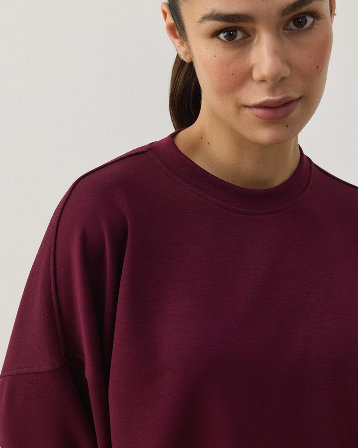 Modal Soft Touch Crop Kimono Kısa Bluz Bordo