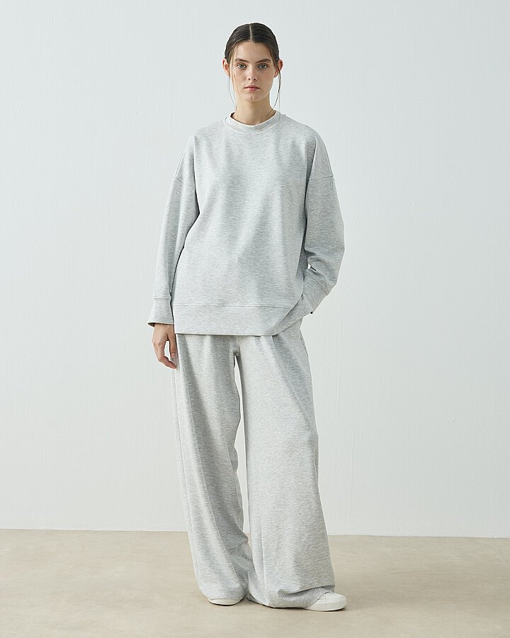 Modal Soft RelaxMood Pantolonlu Takım Gri Melanj - (1)