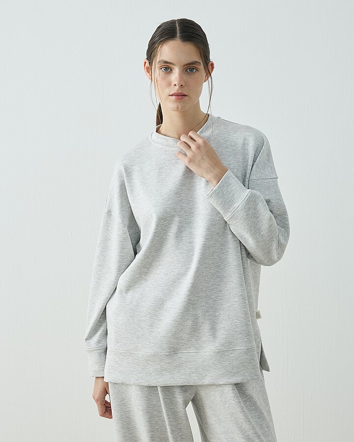 Modal Soft RelaxMood Pantolonlu Takım Gri Melanj - (1)