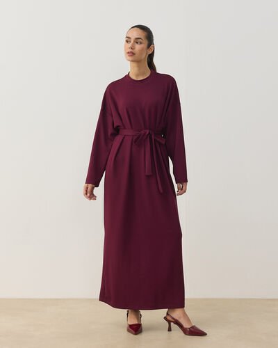 Modal Soft Touch Basic Elbise Bordo 