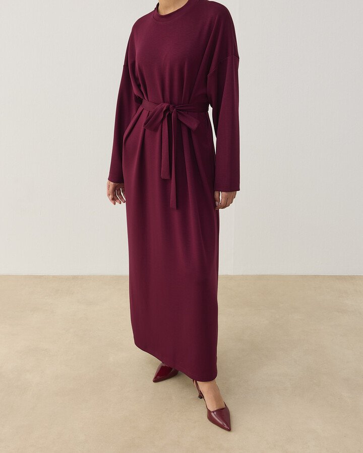 Modal Soft Touch Basic Elbise Bordo