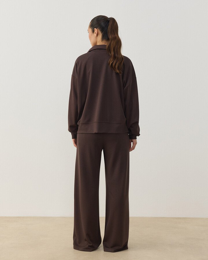 Modal Soft Touch Fermuarlı Sweat Hırka Kahve