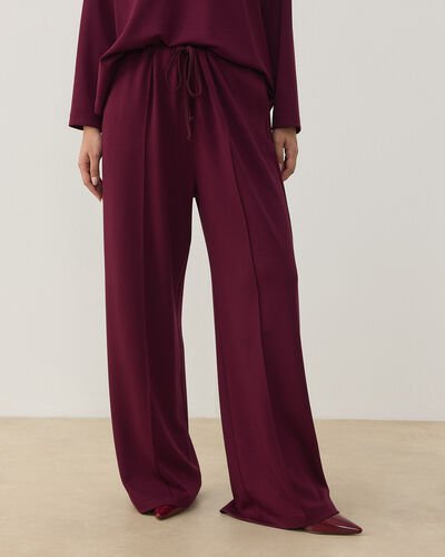 Modal Soft Touch Nervürlü Straight Pantolon Bordo 
