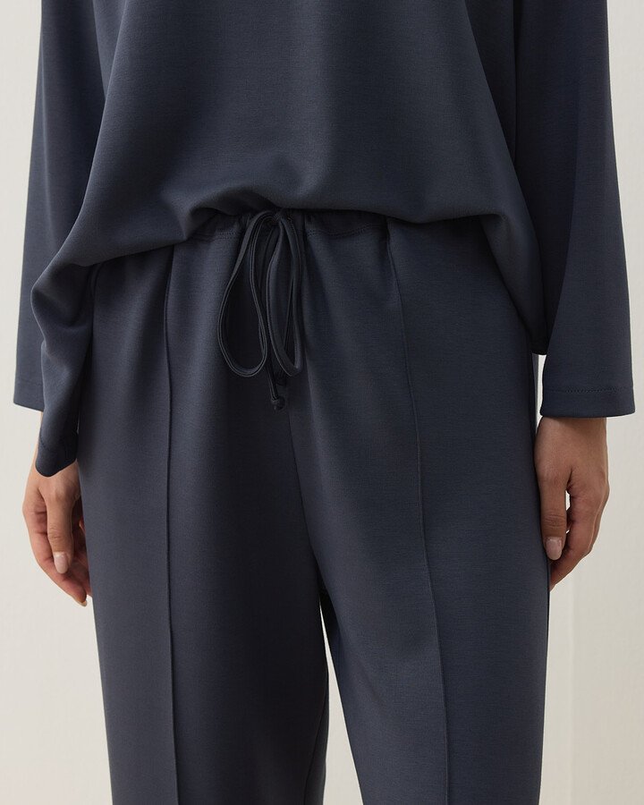 Modal Soft Touch Nervürlü Straight Pantolon Füme