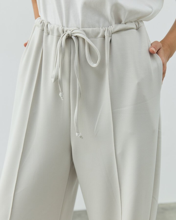 Modal Soft Touch Nervürlü Straight Pantolon Taş - Aybikestil (1)