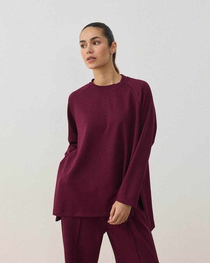 Modal Soft Touch Relax Bluz Bordo
