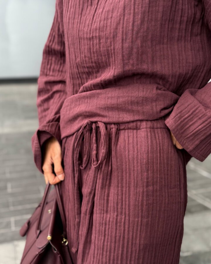 Müslin Pantolonlu Takım Sumak - (1)