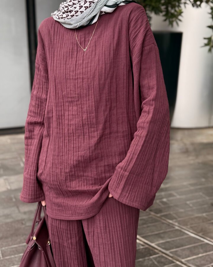 Müslin Pantolonlu Takım Sumak - (1)