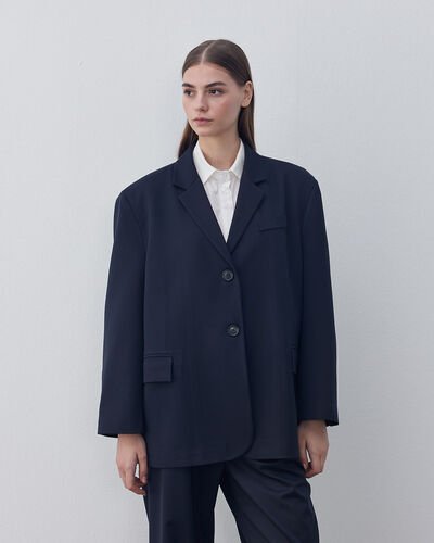 Oversize Boyfriend Blazer Ceket Lacivert 